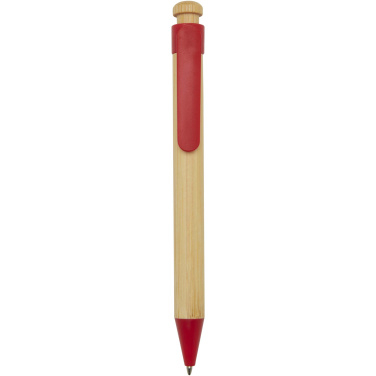 Logo trade promotional gifts image of: Rattan bamboo and recycled plastic ballpoint pen (black ink)