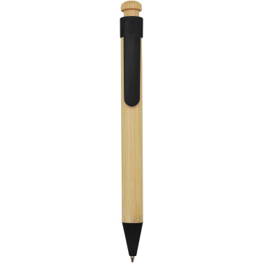 Logo trade advertising product photo of: Rattan bamboo and recycled plastic ballpoint pen (black ink)