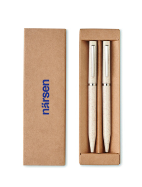 Logo trade promotional gifts image of: Wheat straw/ABS twist pen set