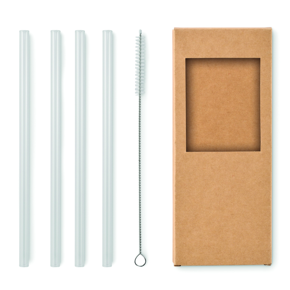 Logo trade advertising products image of: 4 reusable glass straws