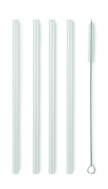 Logo trade promotional gift photo of: 4 reusable glass straws