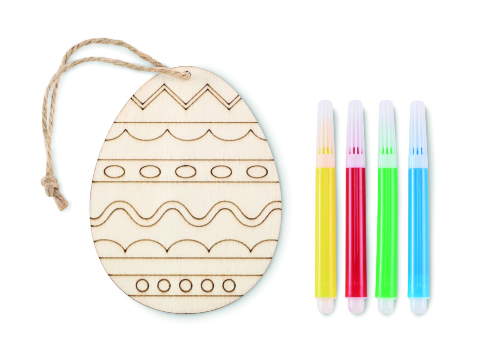 Logo trade corporate gifts image of: Wooden egg painting set