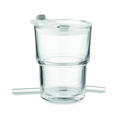 Logotrade business gift image of: Glass tumbler with straw 400ml