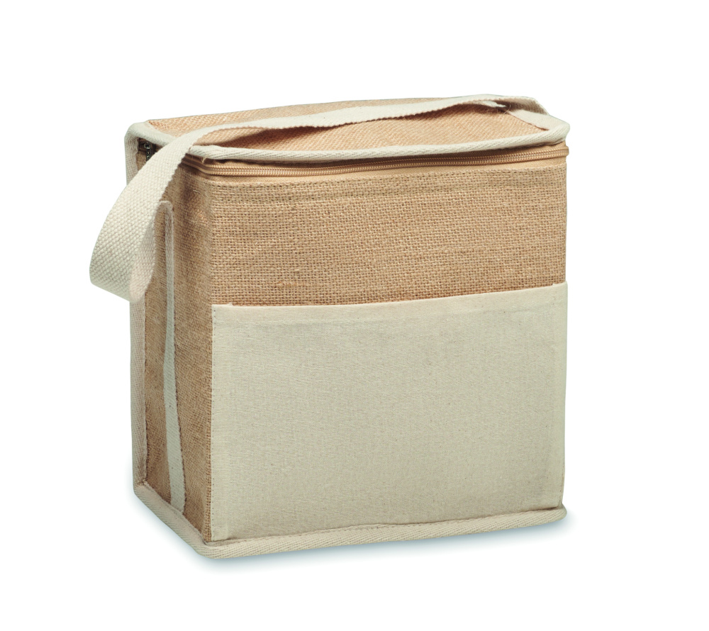 Logo trade advertising product photo of: Jute and canvas cooler bag 3L