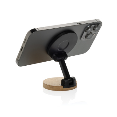 Logo trade business gift photo of: Magmount RCS recycled plastic and bamboo phone stand