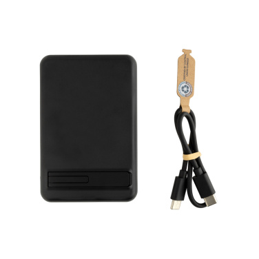 Logo trade advertising products image of: Zen RCS rplastic 5000 mah 5W magnetic bamboo powerbank