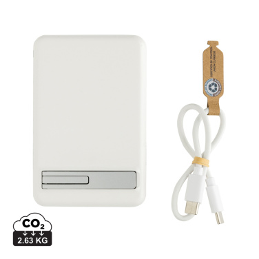 Logo trade promotional products image of: Zen RCS rplastic 5000 mah 5W magnetic bamboo powerbank