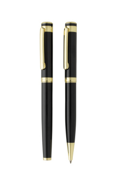 Logo trade promotional gifts picture of: Swiss Peak Luca RCS recycled brass deluxe pen set