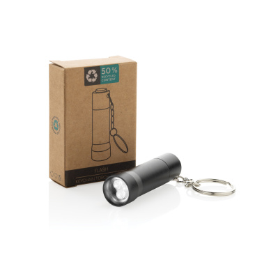 Logo trade promotional merchandise image of: Flash RCS recycled aluminium keychain torch