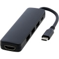 Loop RCS taaskasutatud plastist multimeediumiadapter USB 2.0-3.0 HDMI-pordiga, Täiesti must