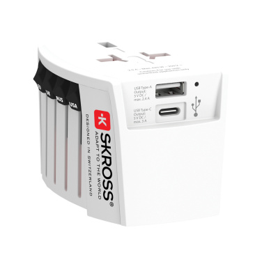 Logotrade ärikingitused pilt: SKROSS World Travel Adapter MUV 2-pooluseline USB A ja C-ga