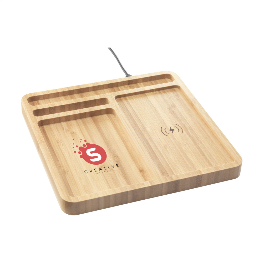 Logo trade firmakingituse pilt: Bamboo Organizer laadija