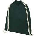 Orissa 140 g/m² organic cotton drawstring bag 5L, Tummanvihreä