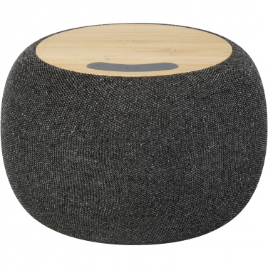 Logo trade mainoslahjat ja liikelahjat kuva: Ecofiber bambusta ja RPET-muovista valmistettu Bluetooth® -kaiutin ja langaton latausalusta