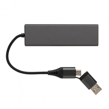 Logotrade liikelahja tuotekuva: Terra RCS alumiininen USB-hub 3 portilla