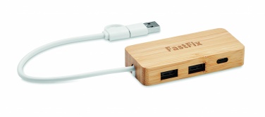 Logotrade mainoslahjat kuva: 3 portin USB-keskitin bambua