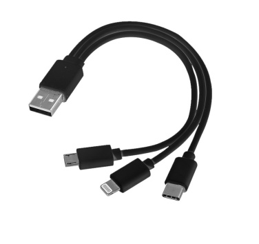 Logotrade mainostuote tuotekuva: 3 in 1 USB-kaapeli tyyppi c + micro USB + lightning