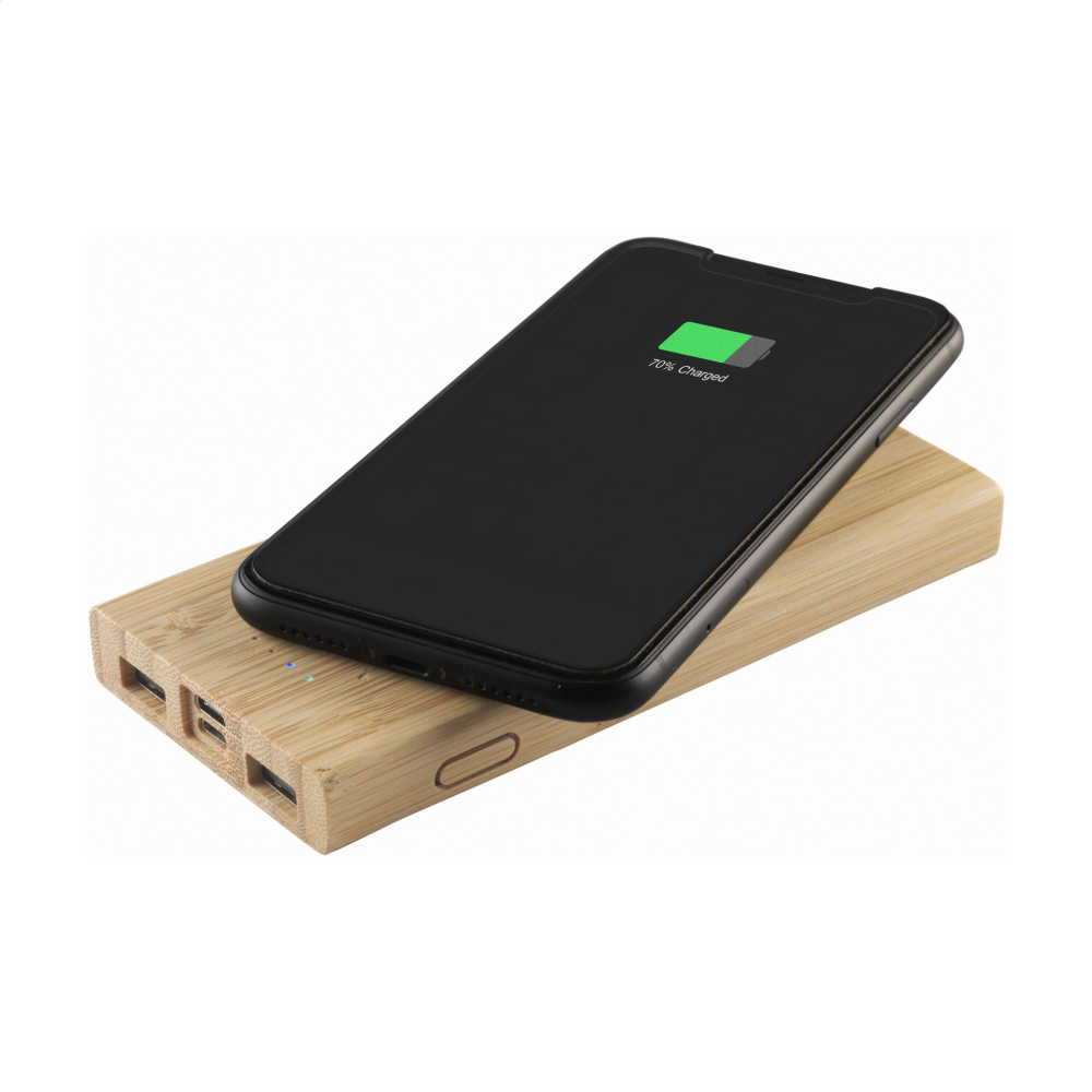 Logo trade mainostuote kuva: Bamboo 8000 Wireless Powerbank langaton laturi