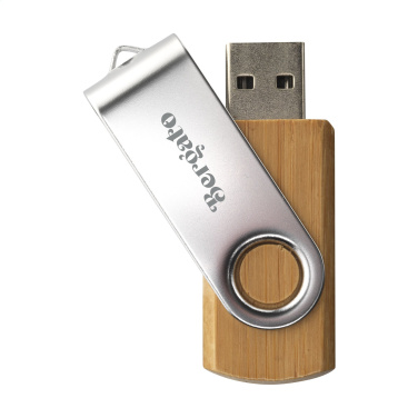 Logotrade mainoslahjat ja liikelahjat tuotekuva: USB Twist Bamboo 8GB