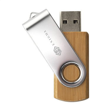 Logotrade mainostuote tuotekuva: USB Twist Bamboo varastossa 32 Gt