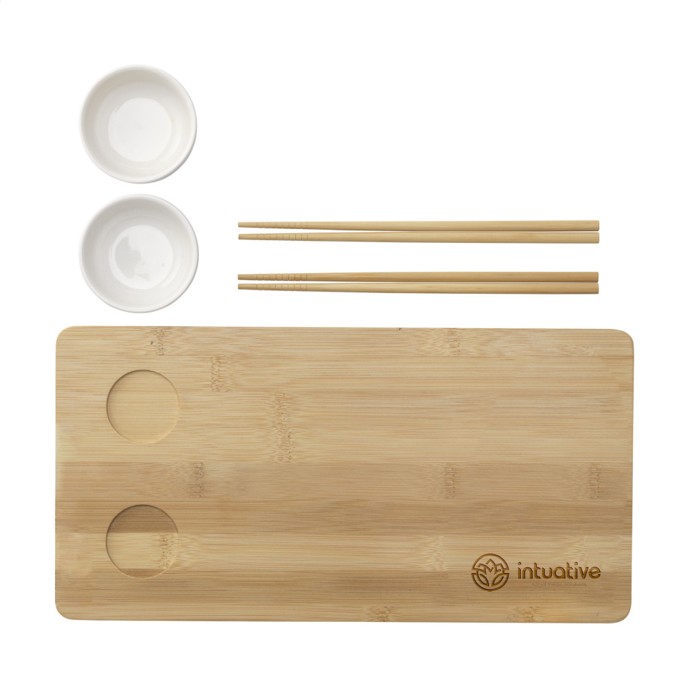 Logo trade mainostuotet tuotekuva: Temaki Bamboo Sushi Tray lahjasetti