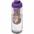 H2O Active® Base 650 ml sportinis buteliukas ir infuzinis dangtelis, Skaidrus / violetinis