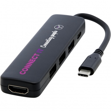 Logotrade firminės dovanos nuotrauka: Loop RCS perdirbto plastiko daugialypės terpės adapteris USB 2.0-3.0 su HDMI prievadu