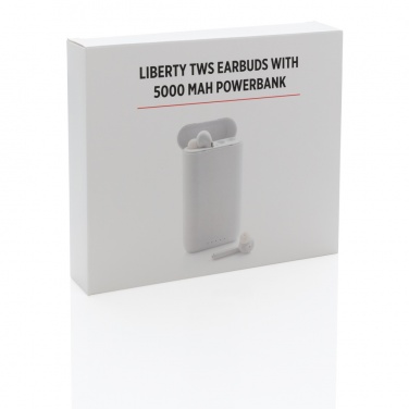 Logotrade reklaminiai produktai nuotrauka: Liberty TWS ausinės su 5 000 mAh maitinimo bloku