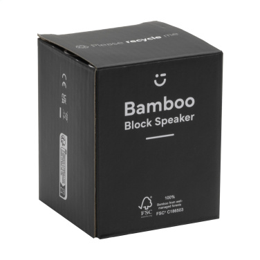 Logotrade reklaminės dovanos nuotrauka: Bamboo Block garsiakalbis su belaidžiu įkrovikliu