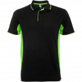 Montmelo unisex sporta polo ar īsām piedurknēm, Vienkrāsains melns / laima