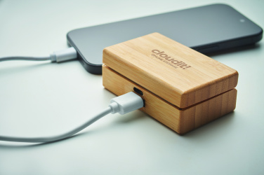 Лого трейд бизнес-подарки фото: TWS earbuds in bamboo case