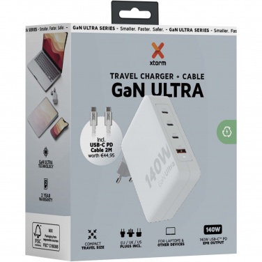 Logotrade kampanjprodukter bild: Xtorm XVC2140 GaN Ultra 140 W reseladdare med 240 W USB-C PD-kabel