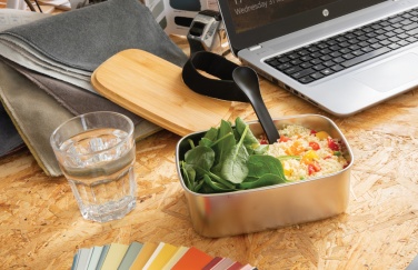 Logotrade kampanjprodukter bild: Stainless steel lunchlåda med bambulock och spork