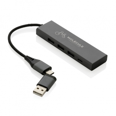 Logotrade presentreklam bild: Terra hub med 3 USB portar i RCS återvunnen aluminium