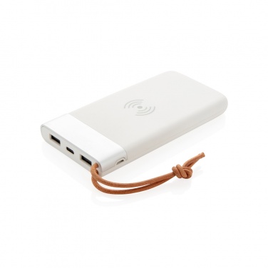 Logotrade presentreklam bild: Aria 8.000 mAh 5W powerbank med trådlös laddning