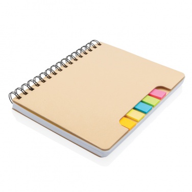 Logotrade profilreklam bild: A5 Kraft spiralbunden anteckningsbok med sticky notes