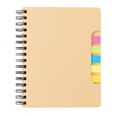 Logotrade profilreklam bild: A5 Kraft spiralbunden anteckningsbok med sticky notes