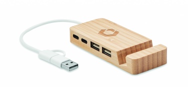 Logotrade kampanjprodukter bild: USB-hubb med 4 portar i bambu