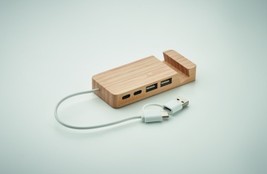 Logotrade presentreklam bild: USB-hubb med 4 portar i bambu