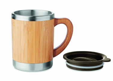 Logotrade profilprodukter bild: Mugg rostfritt och Bambu 300ml