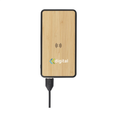 Logotrade reklamprodukter bild: Boru Bamboo RCS Återvunnen ABS Powerbank trådlös laddare