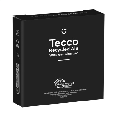 Logotrade reklamprodukter bild: Tecco GRS Återvunnen Alu 15W trådlös laddare