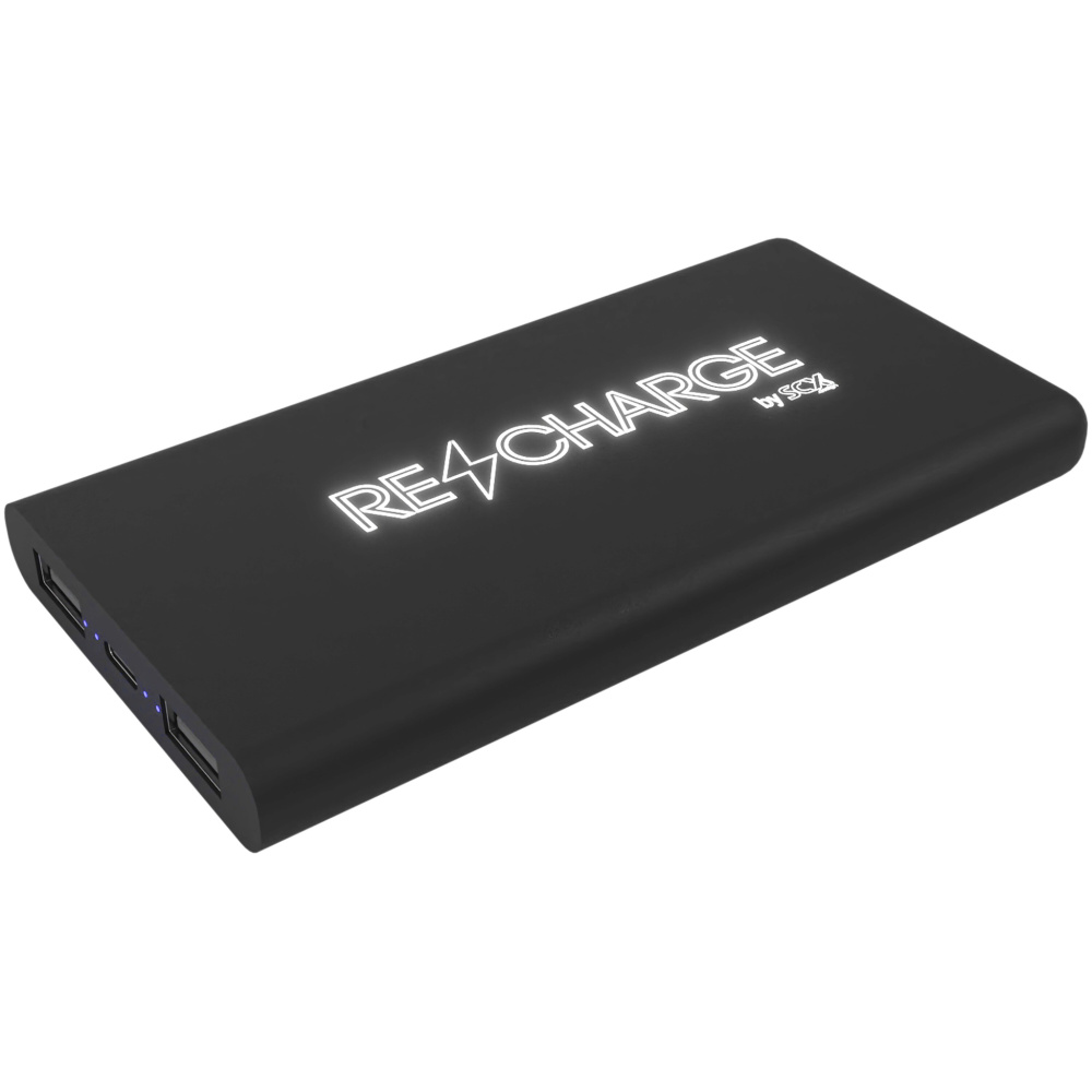 Logotrade profilprodukter bild: SCX.design P40 10 000 mAh upplyst trådlös powerbank i gummi