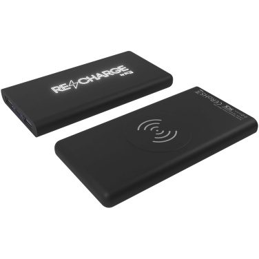 Logotrade profilprodukter bild: SCX.design P40 10 000 mAh upplyst trådlös powerbank i gummi